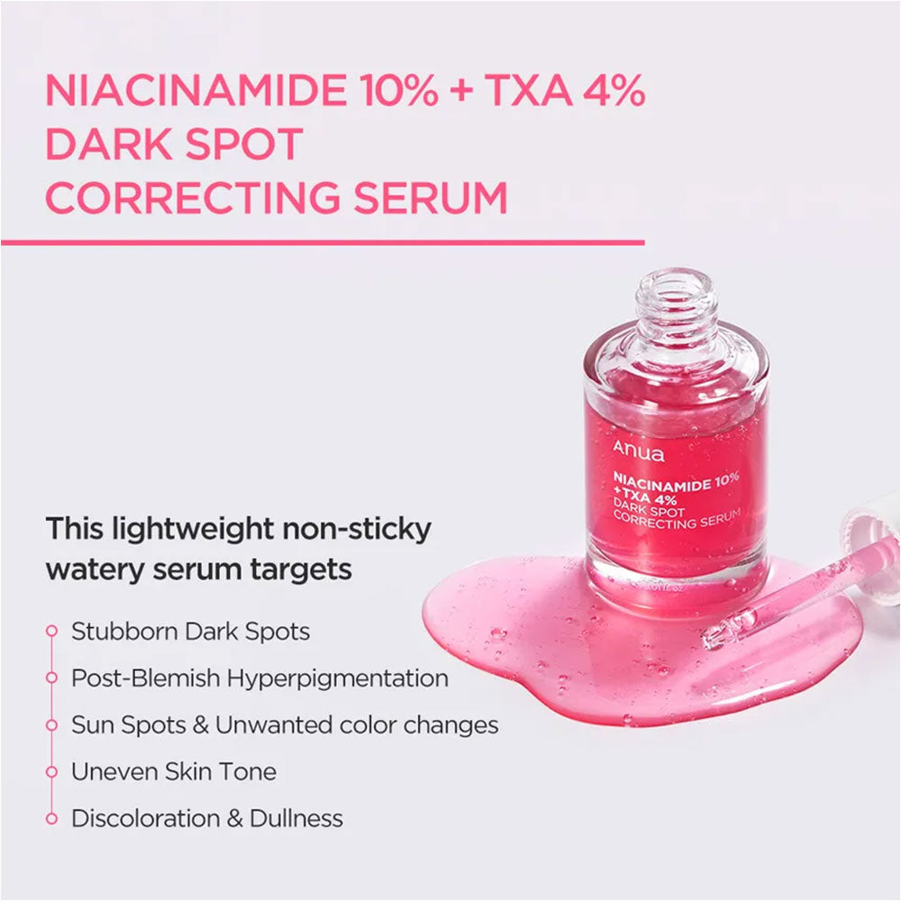 Anua Niacinamide 10% + TXA 4% Dark Spot Correcting Serum | Hyperpigmentation Treatment for Even Skin Tone 30ml